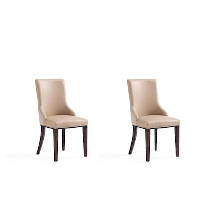 Manhattan Comfort Shubert Faux Leather and Velvet Dining Chair in Tan - Set of 2 DC055-TN